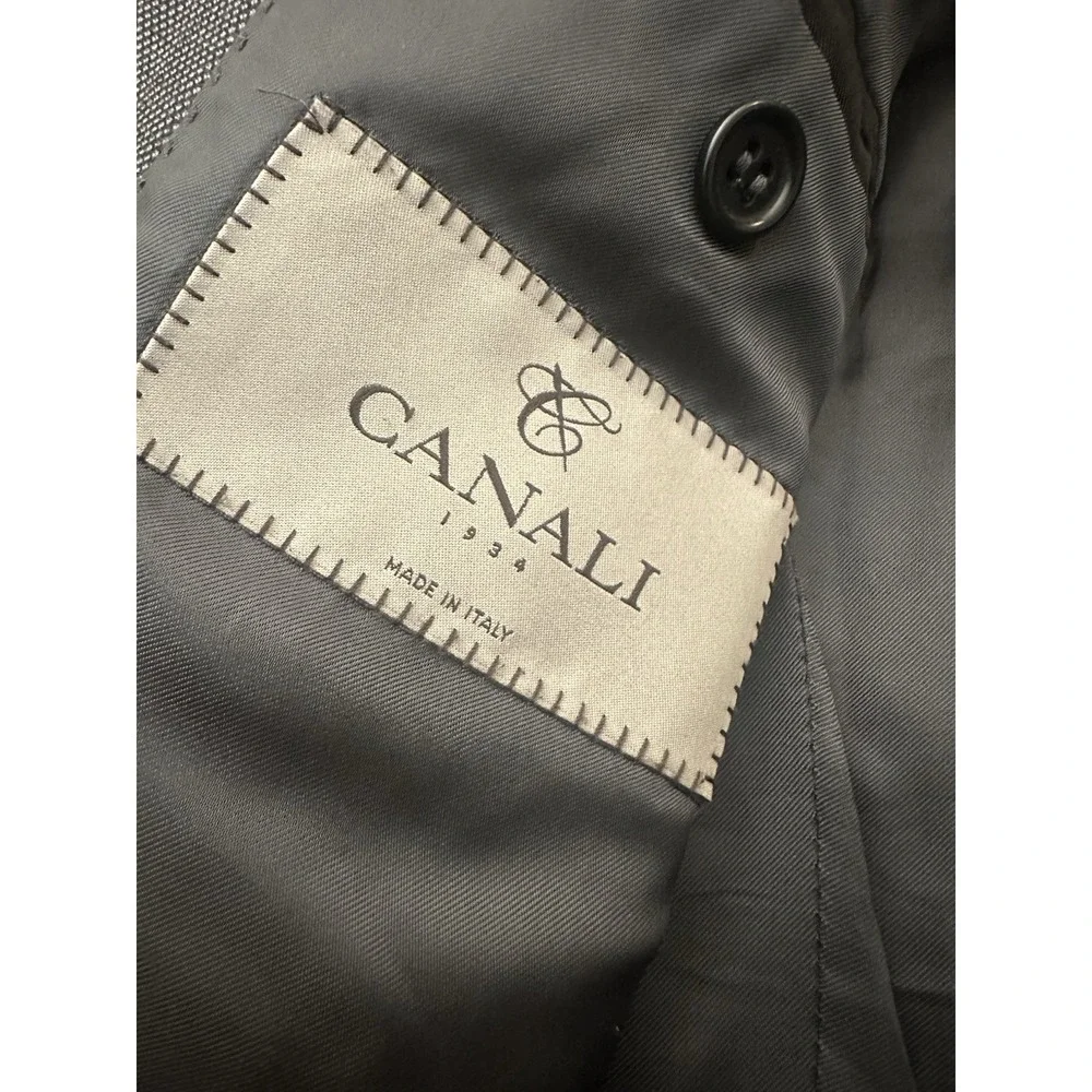 Canali Blazer Mens 40R US 58R EU Gray Plaid Wool Sport Coat Jacket Italy